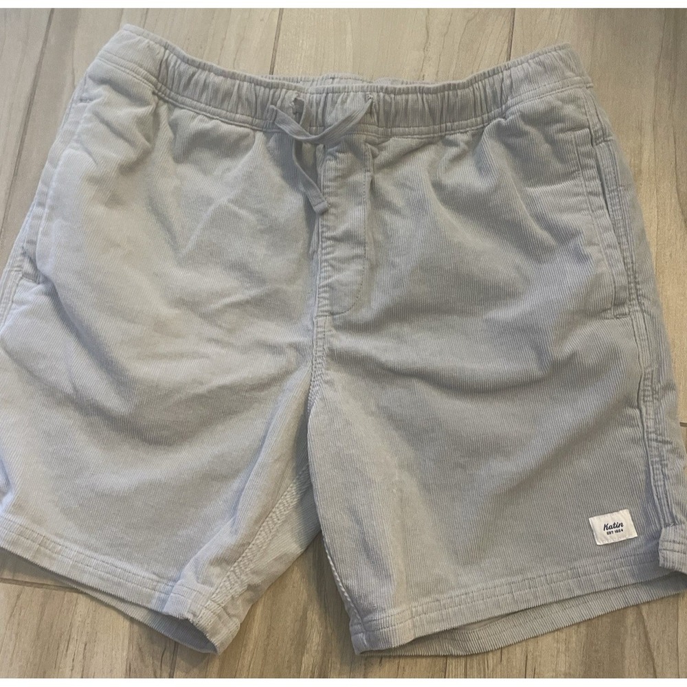 Mens Katin Light Blue Shorts Corduroy Drawstring Elastic Waist Casual 6" Medium